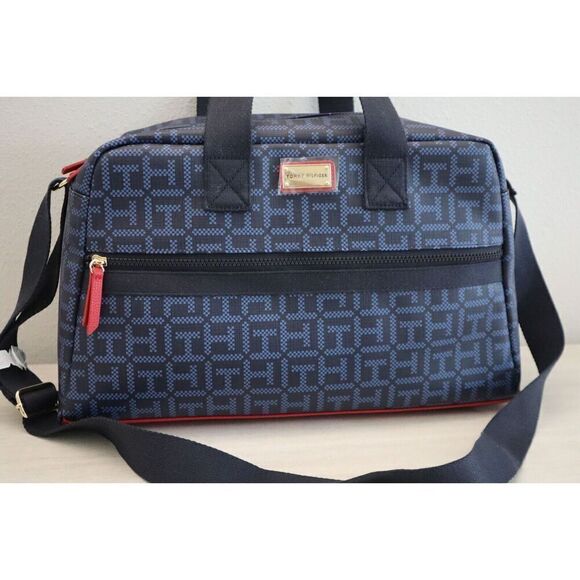 Tommy Hilfiger 69J6572-410 Unisex Blue Allover Print Travel Duffle Bag - Picture 4 of 11
